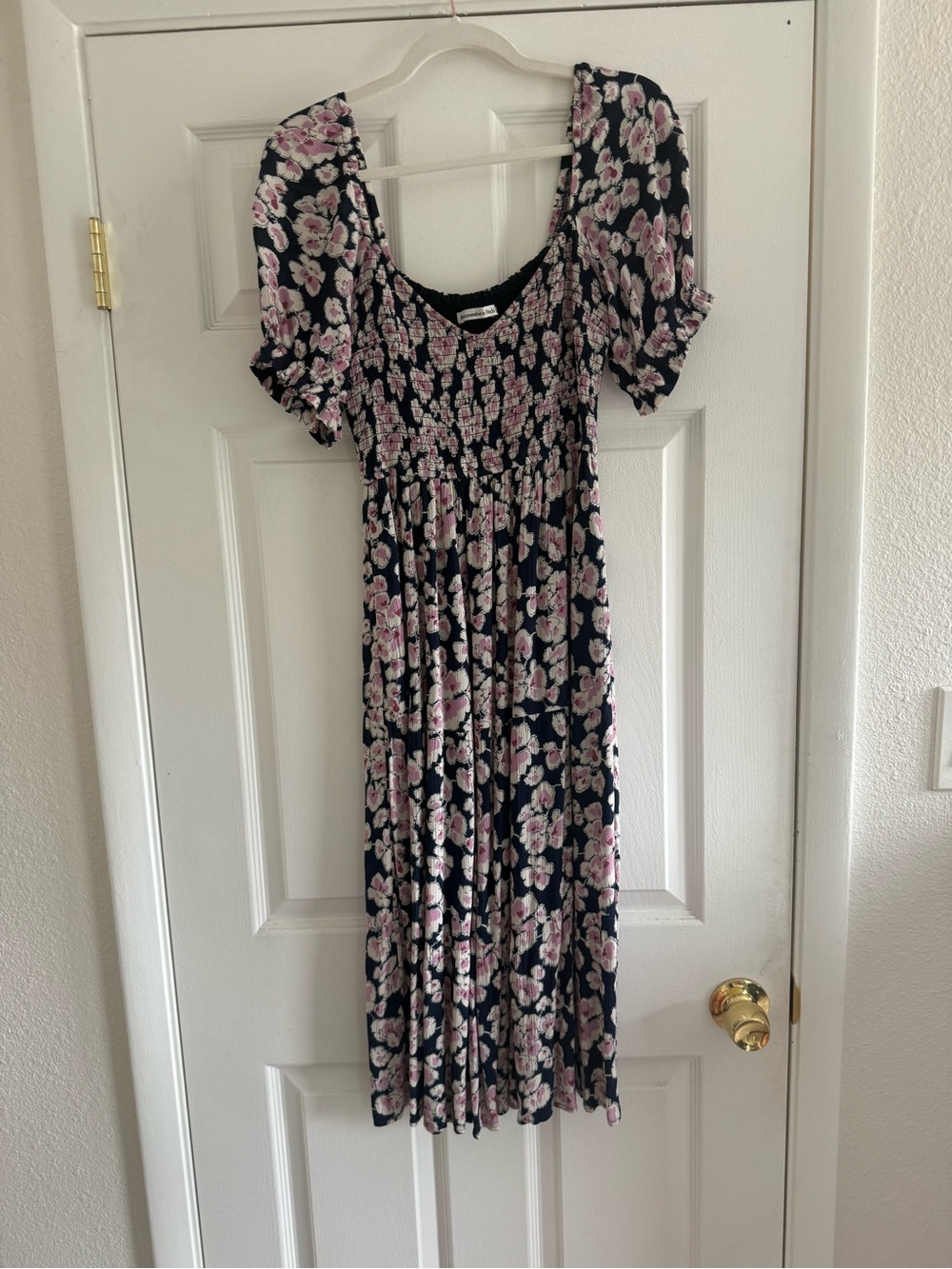 Abercrombie & Fitch Navy, Pink & Cream Smocked Floral Dress
